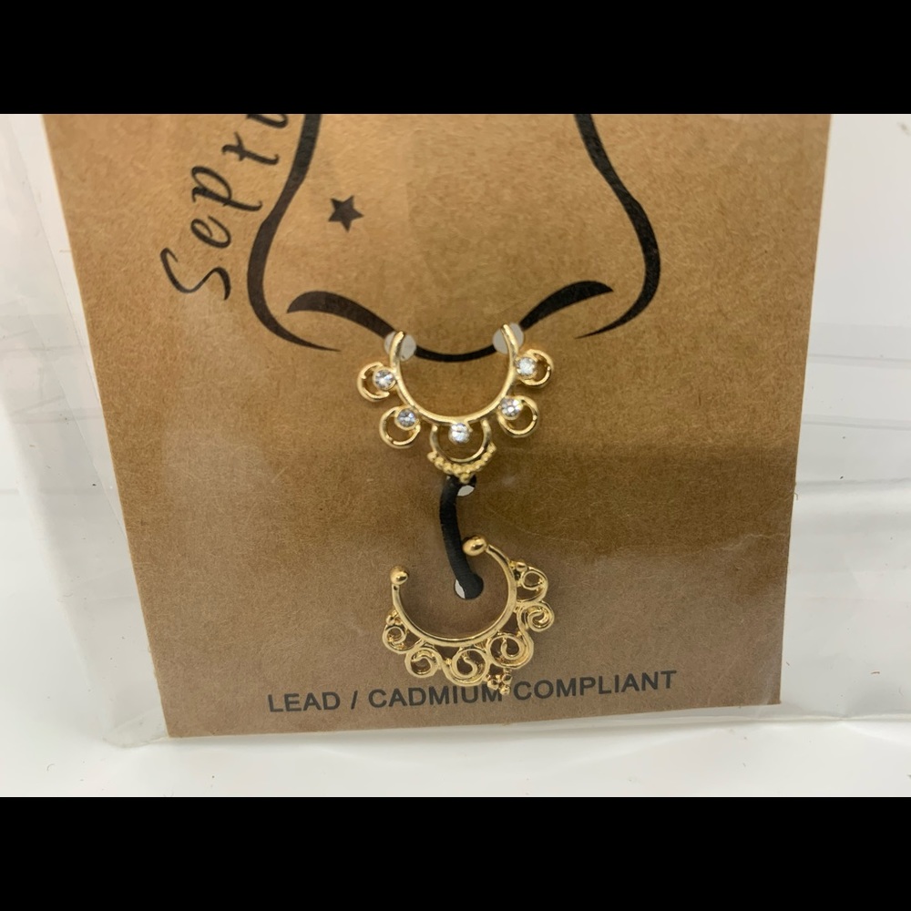 Non-pierced septum nose ring 2 pack goth emo punk